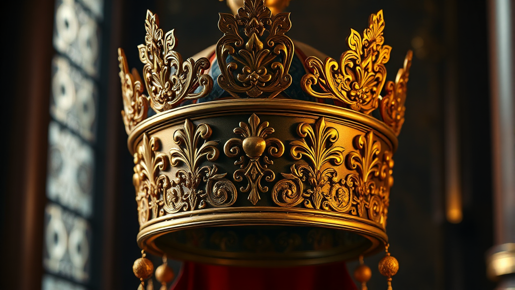 신라 금관: 문화유산으로서의 가치와 보존 노력 (realistic 스타일)