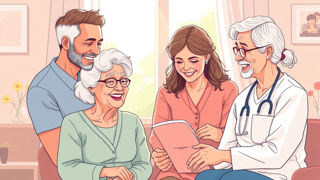 가족 돌봄 부담 완화, 가족휴가제 확대 (illustration 스타일)