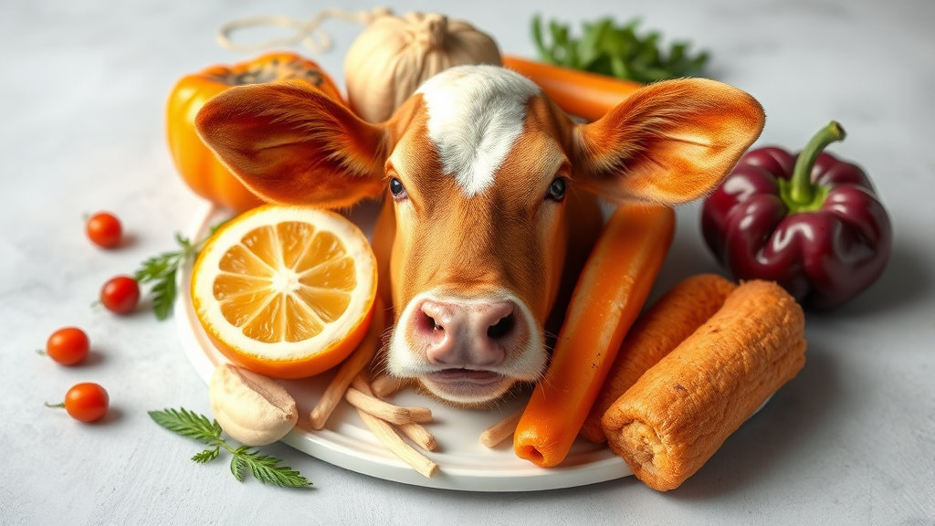 동물성 식품: 비타민 B12의 보고 (realistic 스타일)