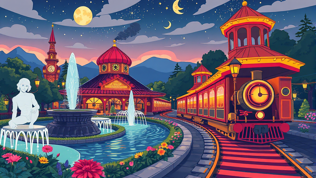 루덴시아 테마파크 주요 볼거리와 숨겨진 명소 (illustration 스타일)