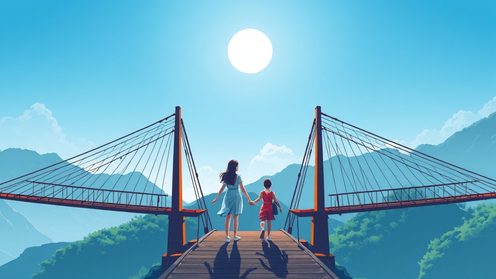 출렁다리 가는 길: 우두산 Y자형 (illustration 스타일)