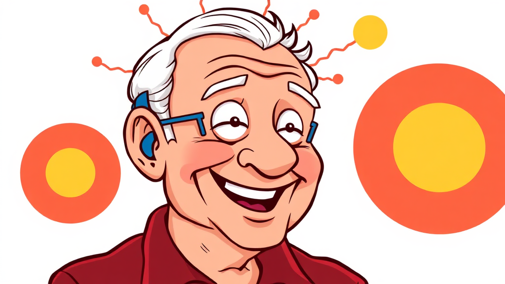 뇌 청각 회로와 노인성 난청 (cartoon 스타일)