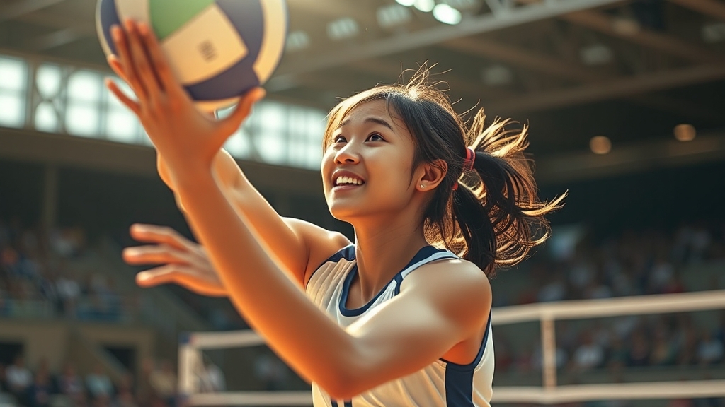 배구 입문과 성장 (realistic 스타일)