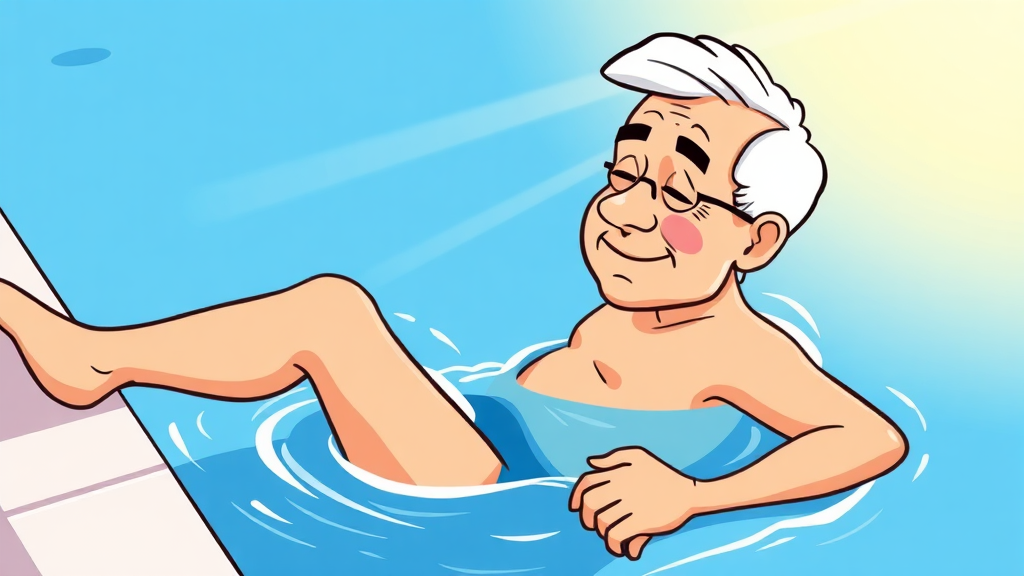 수영, 왜 무릎에 좋을까? (cartoon 스타일)
