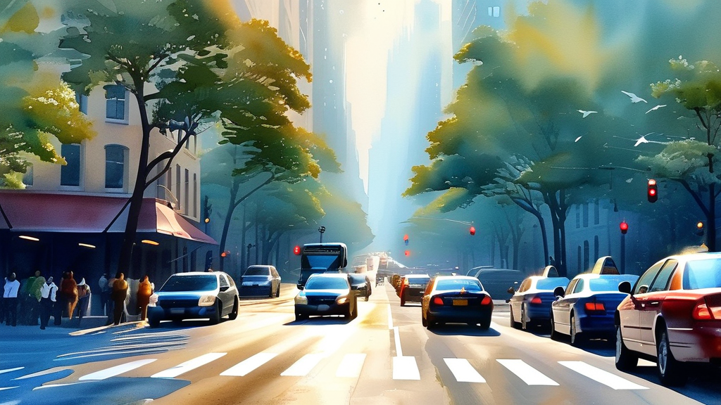 단속 현장 속 혼란과 시민 반응 (watercolor 스타일)