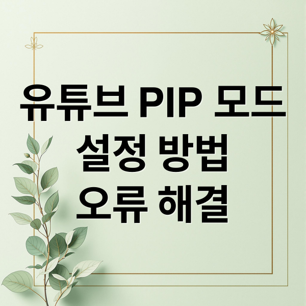 유튜브 PIP 모드
설정 방법
오류 해결 (유튜브 PIP 모드 오류 해결)