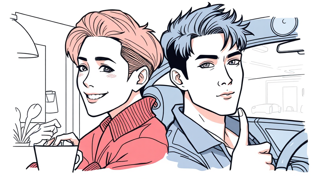 에겐남과 테토남 특징 비교 (illustration 스타일)