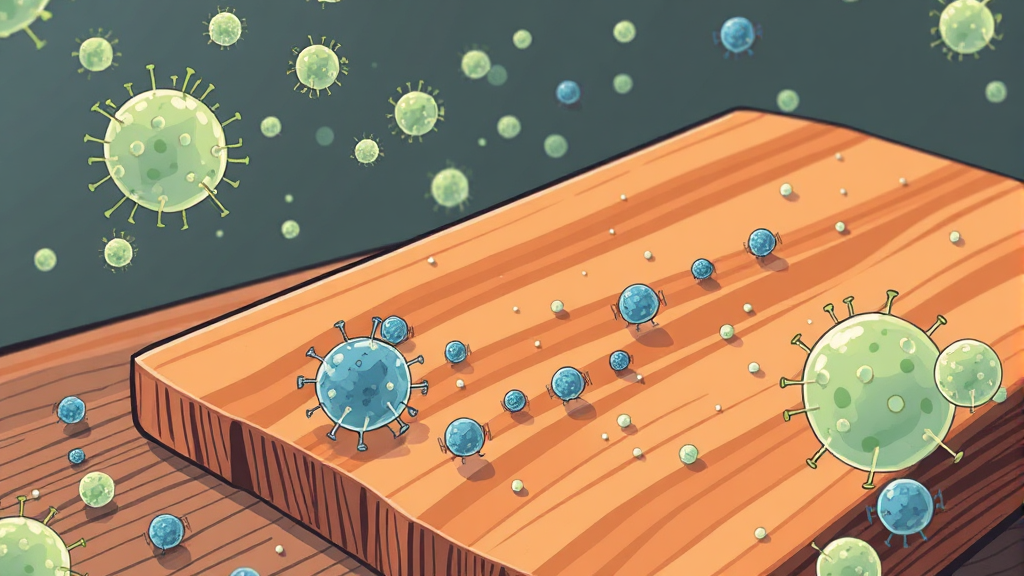 나무 도마, 왜 세균이 숨기 쉬울까요? (illustration 스타일)