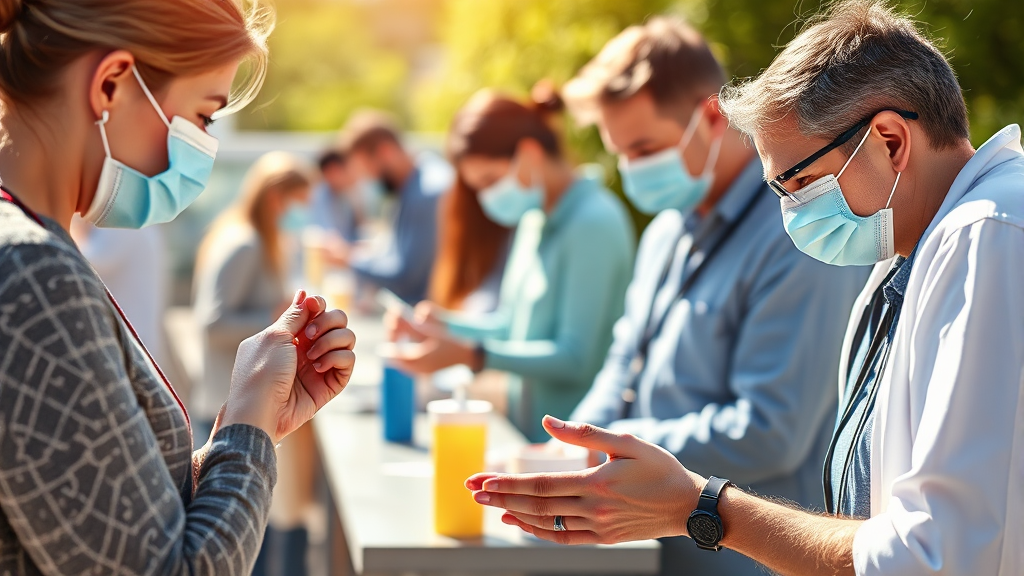 독감 예방을 위한 필수 수칙 (realistic 스타일)