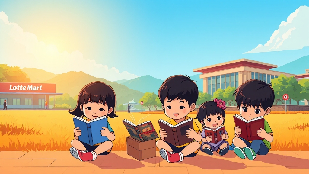 생활 인프라 및 교육 환경 (cartoon 스타일)