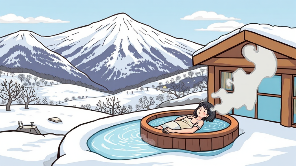 노천탕 즐기기: 준비 및 이용 팁 (cartoon 스타일)