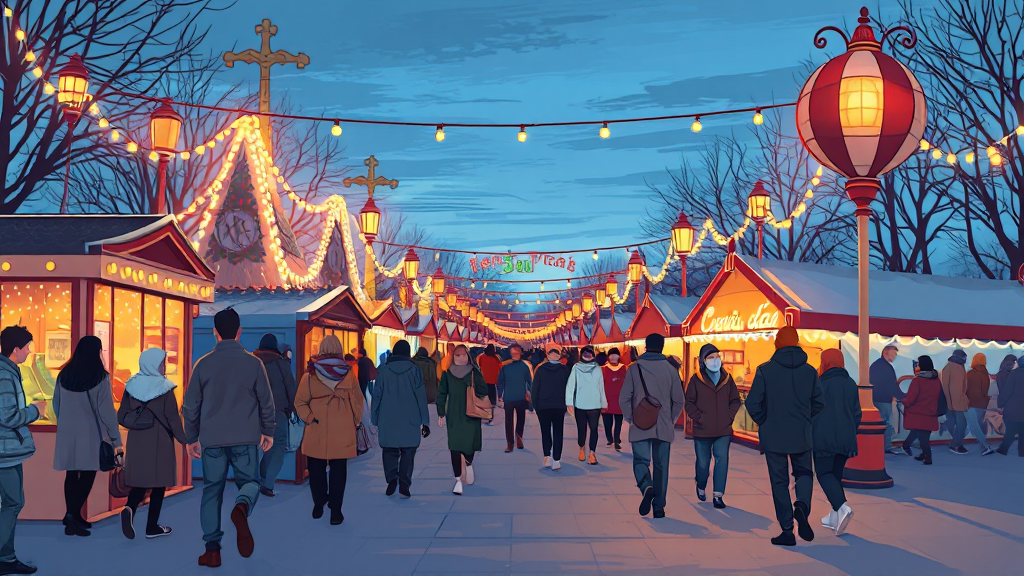 빛 축제 방문, 꿀팁은 뭘까? (illustration 스타일)