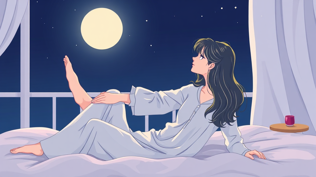 취침 전 가벼운 스트레칭 (illustration 스타일)