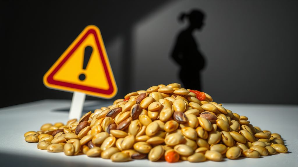 해바라기씨 섭취 시 주의사항 및 부작용 (realistic 스타일)