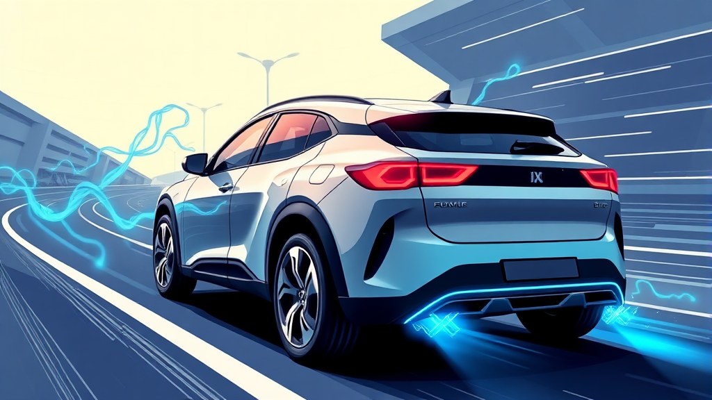 iX3 주행 성능 및 배터리 정보 (illustration 스타일)