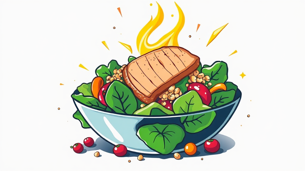 운동 후 식단: 단백질 & 탄수화물 (illustration 스타일)