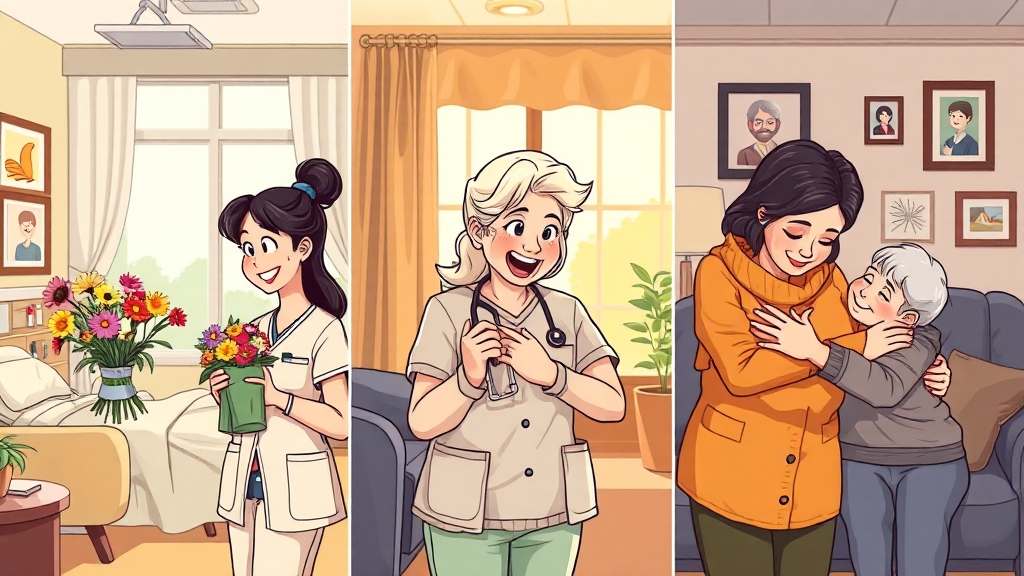 요양보호사 유형 비교 (cartoon 스타일)