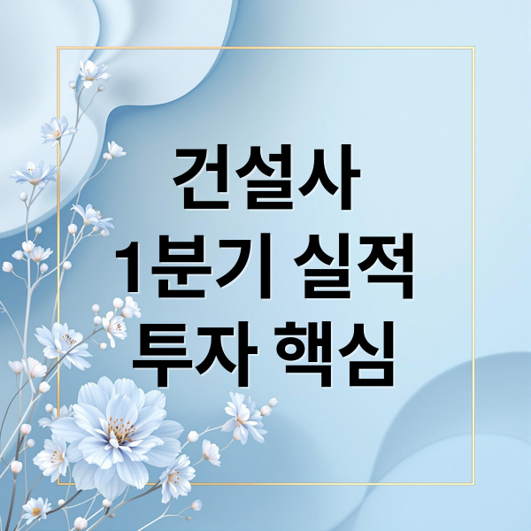 건설사
1분기 실적
투자 핵심 (건설사 1분기 실적)
