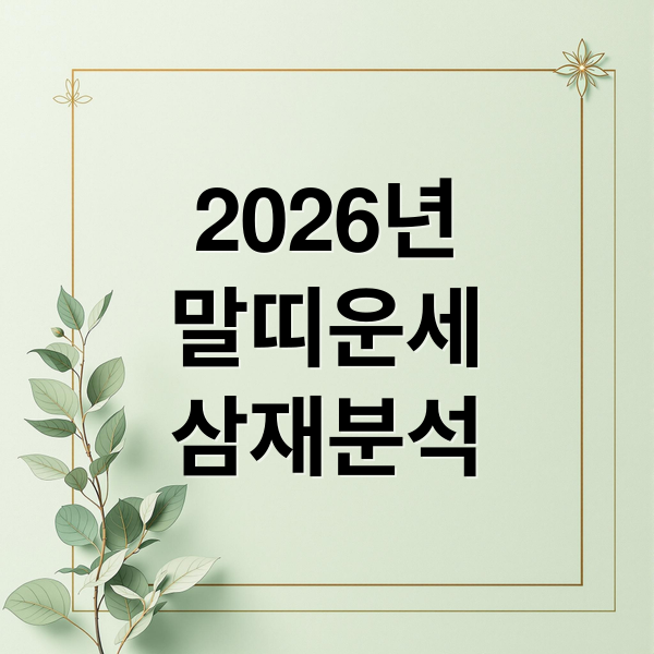 2026년
말띠운세
삼재분석 (2026년 병오년 말띠 삼재)