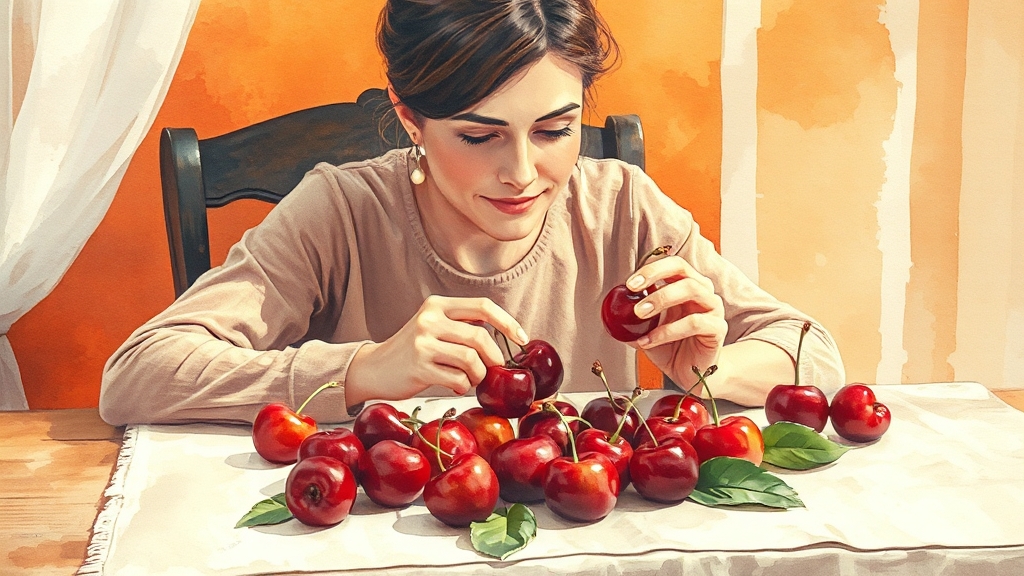 앵두 섭취 시 주의사항 및 부작용 (watercolor 스타일)