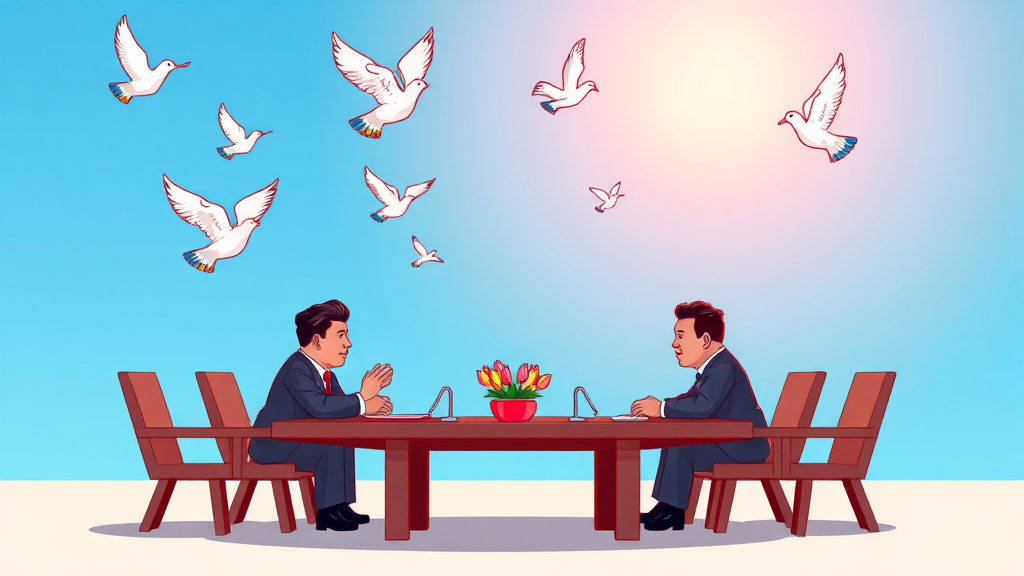 한반도 평화 및 안보 논의 (cartoon 스타일)