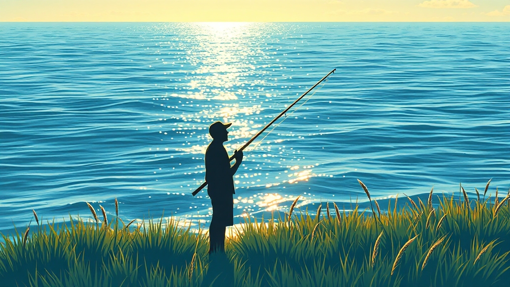 지속 가능한 바다낚시를 위한 환경 보호 (illustration 스타일)