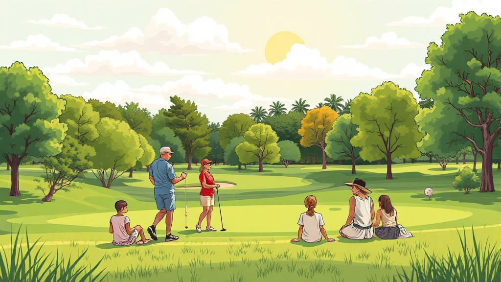 파크골프장 예약 후 즐거운 경험 만들기 (illustration 스타일)