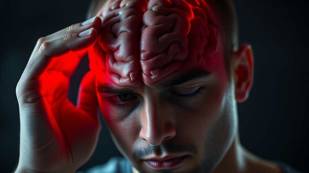 병원 방문이 필요한 두통 증상 (realistic 스타일)