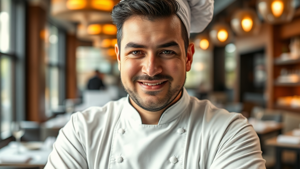 스타 셰프 A씨의 성공 스토리 (realistic 스타일)