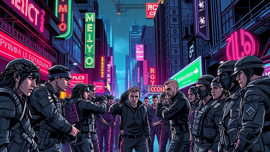 나이트 시티의 문화와 역사 (illustration 스타일)