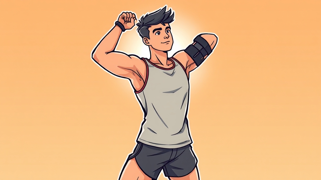 팔꿈치 통증 예방 & 관리법 (cartoon 스타일)