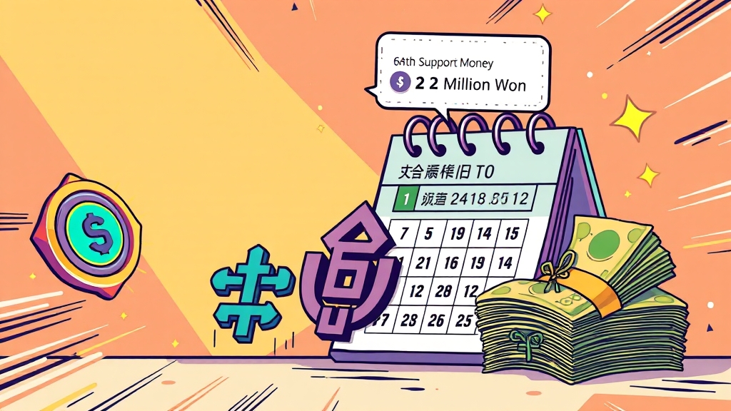 지원 금액 및 지급 일정 (cartoon 스타일)