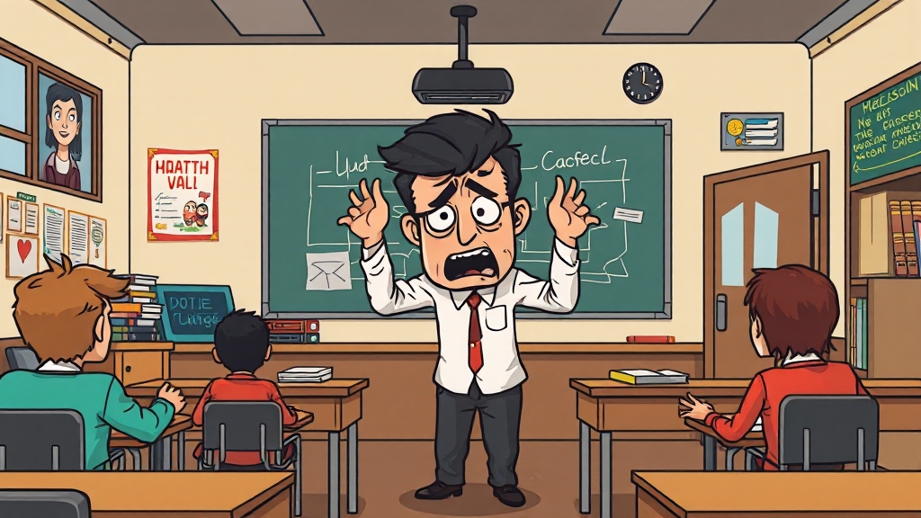 교사들의 고충 (cartoon 스타일)