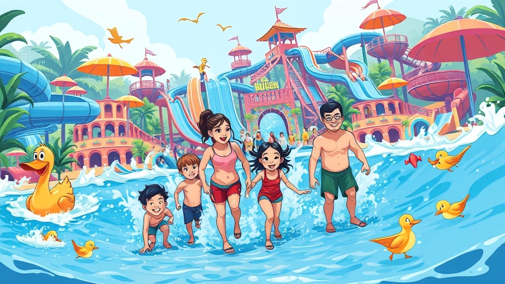 실외 워터파크: 스릴 만점! (cartoon 스타일)