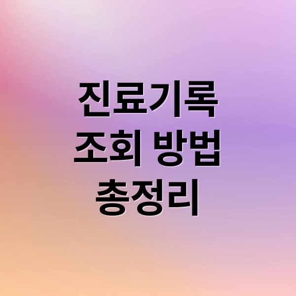 진료기록
조회 방법
총정리 (병원 진료기록 조회)