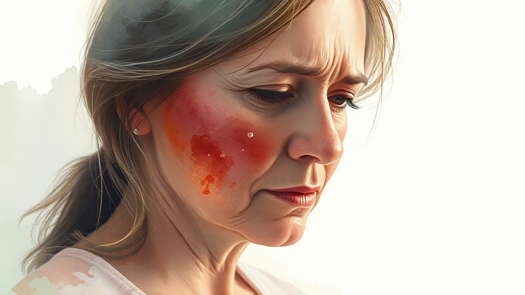 40대 여성의 갱년기 초기 신호 (watercolor 스타일)