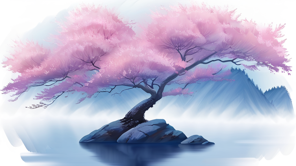 황홀한 분홍빛 물결: 소백산 철쭉 군락지 (watercolor 스타일)