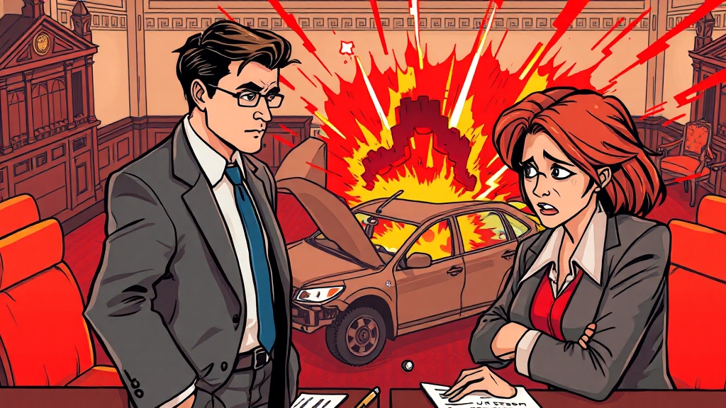 자동차보험 관련 분쟁 해결 (cartoon 스타일)