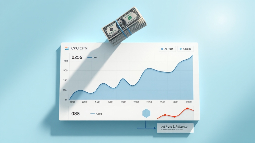 수익 구조 심층 분석: CPC, CPM, 단가 (realistic 스타일)