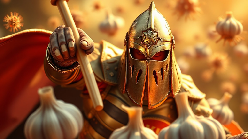 마늘, 면역력 증진의 핵심! (realistic 스타일)