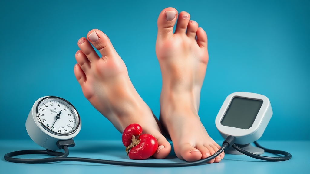 신장 질환과 관련된 부종 및 혈압 관리 (realistic 스타일)