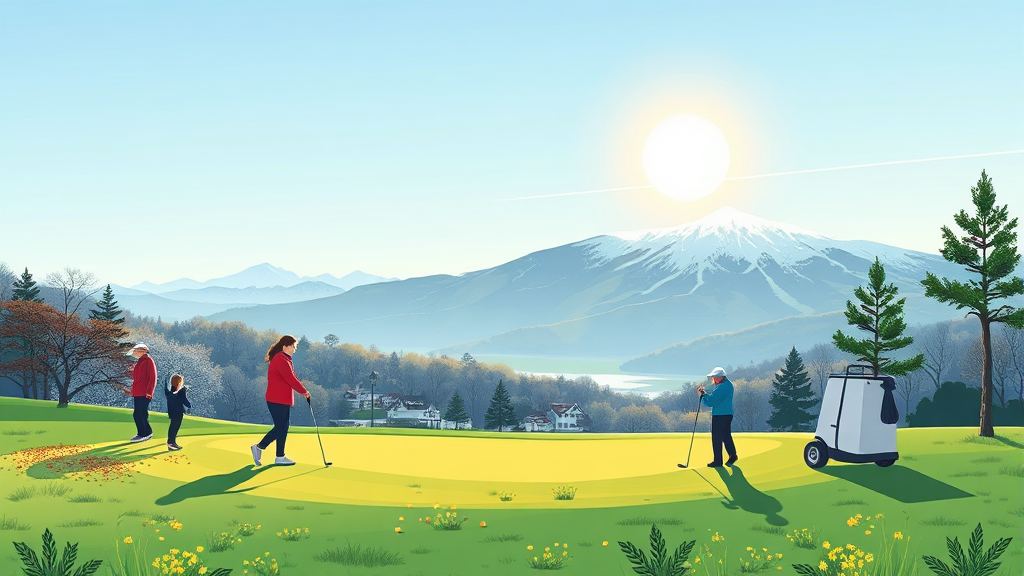 미야자키 겨울 골프: 온화한 날씨 속 라운딩의 매력 (illustration 스타일)