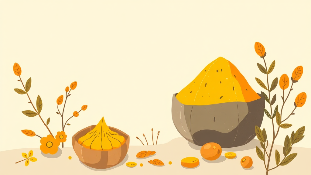 커큐민의 놀라운 효능: 염증 완화와 연골 건강 지킴이 (illustration 스타일)