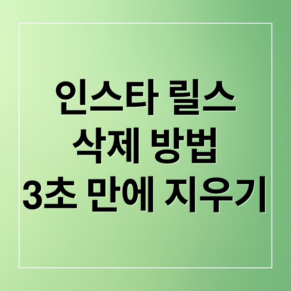 인스타 릴스
삭제 방법
3초 만에 지우기 (인스타 릴스 삭제 3초)