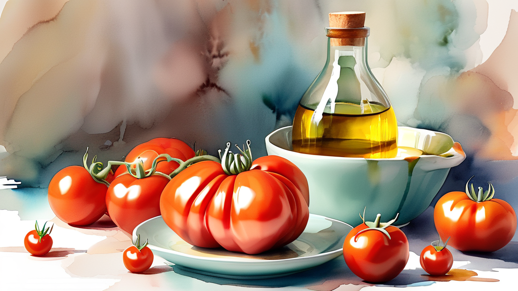 다양한 토마토 활용 레시피 (watercolor 스타일)