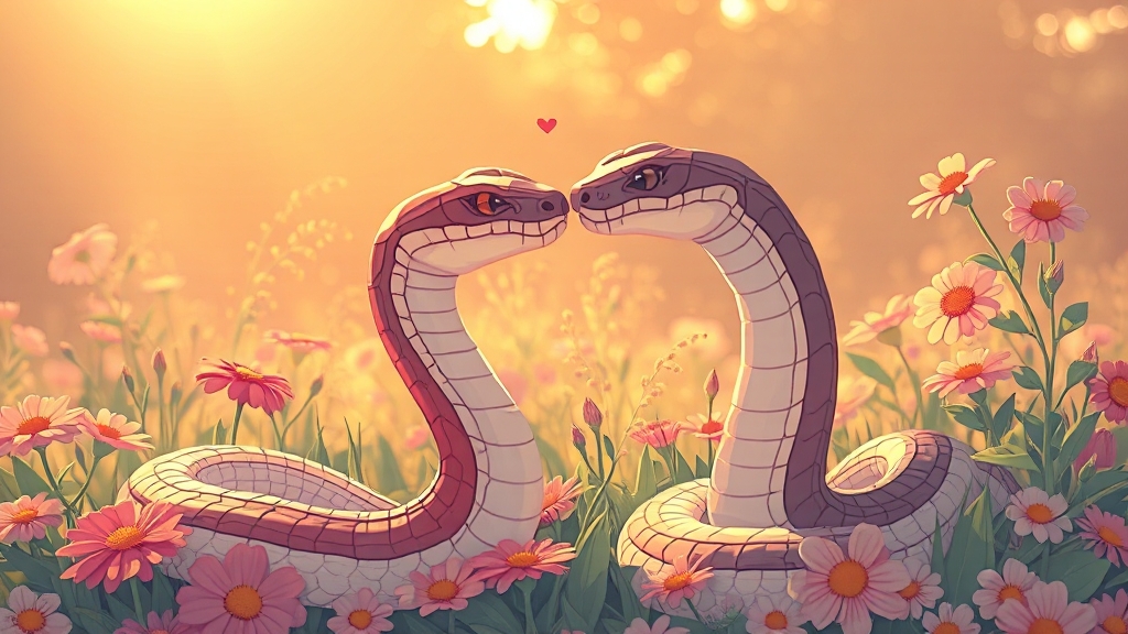 2026년 뱀띠 애정운 (illustration 스타일)