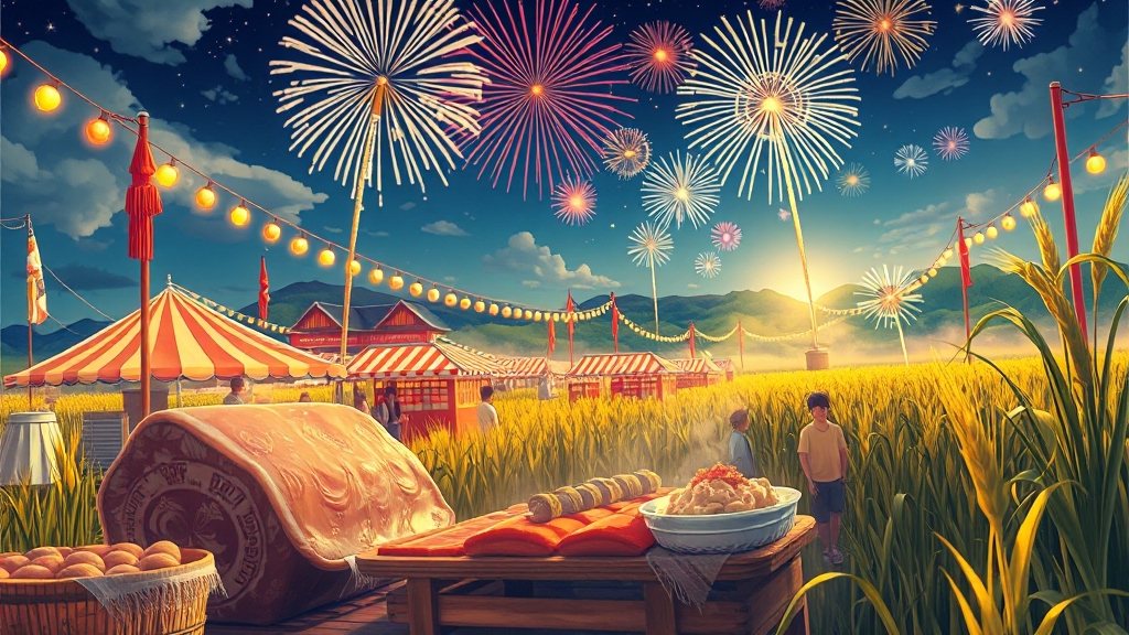 축제의 맛! 먹거리 & 즐길거리 (realistic 스타일)