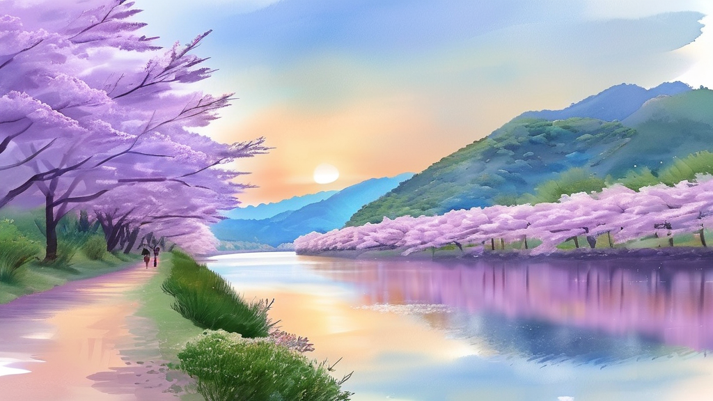 하동 매화 여행 추천 코스: 여유로운 봄날 만끽하기 (watercolor 스타일)