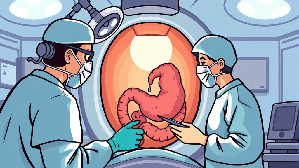 맹장염 진단과 치료 과정 (cartoon 스타일)