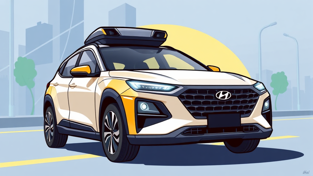 현대차그룹의 자율주행 기술 리더십 확보 전망 (cartoon 스타일)